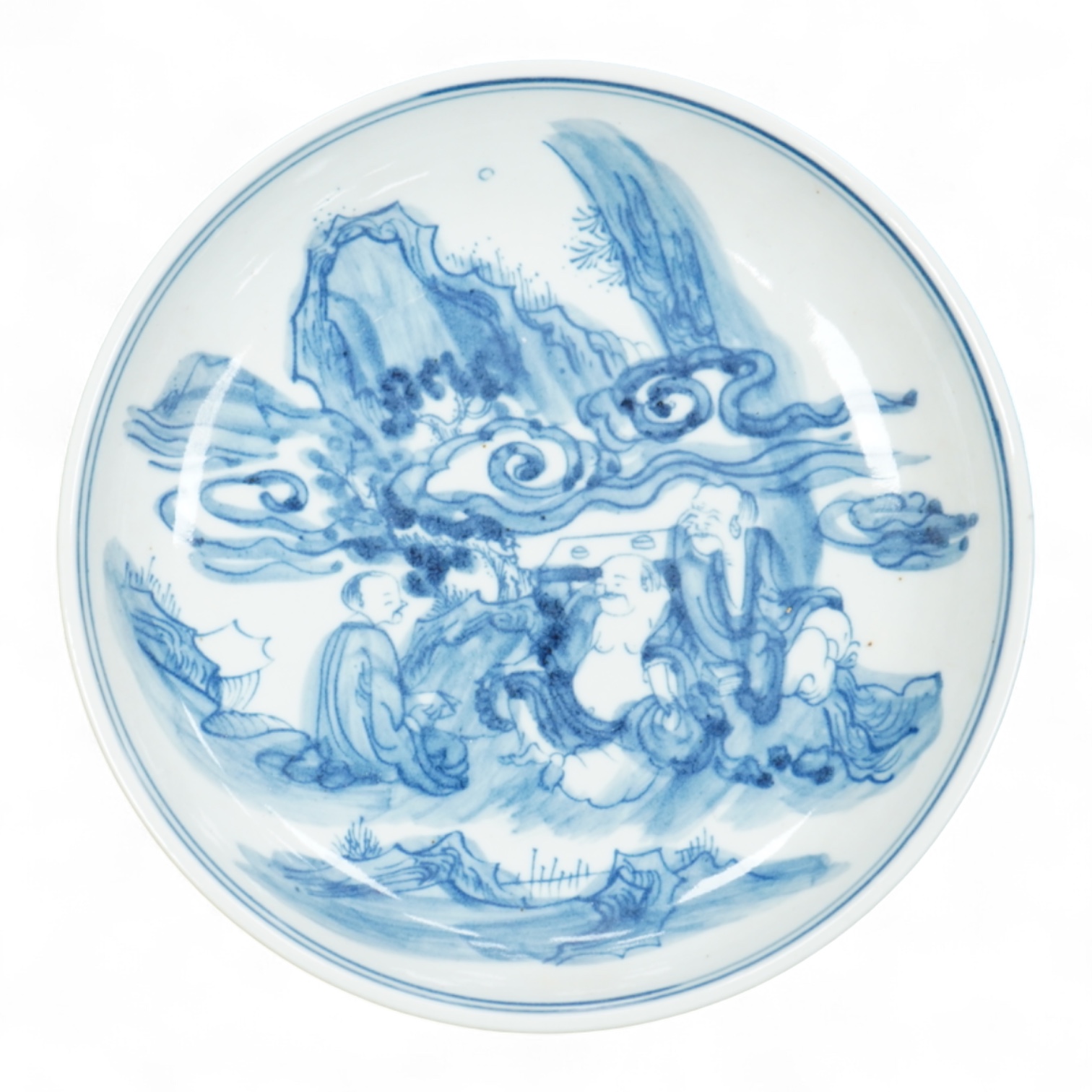 A Chinese blue and white dish, 21cm in diameter